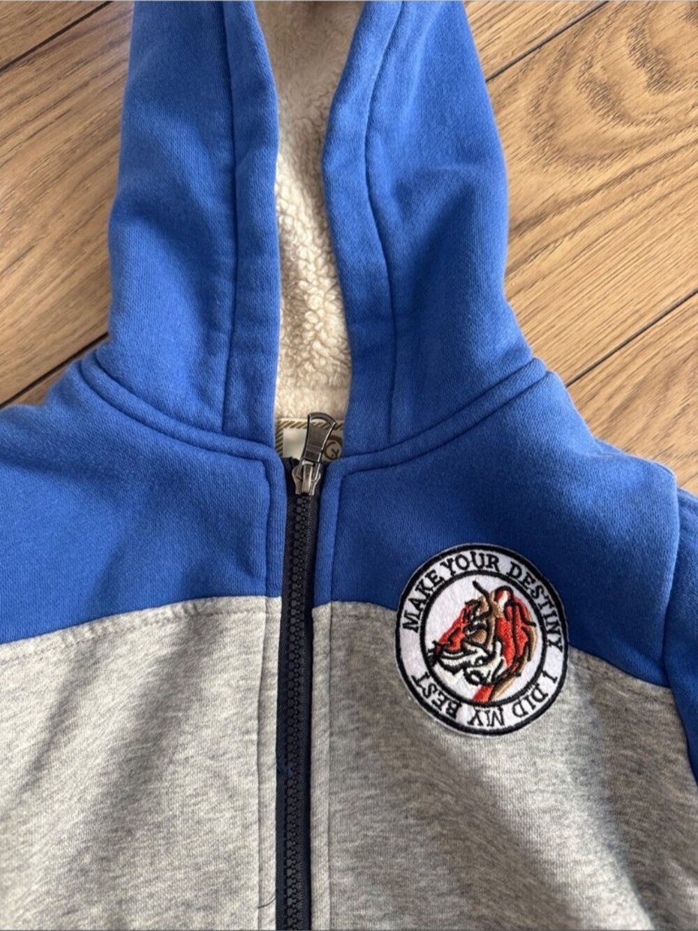 NEW! 5T Kids blue grey navy zip sherpa fleece - super warm - Picture 4 of 13